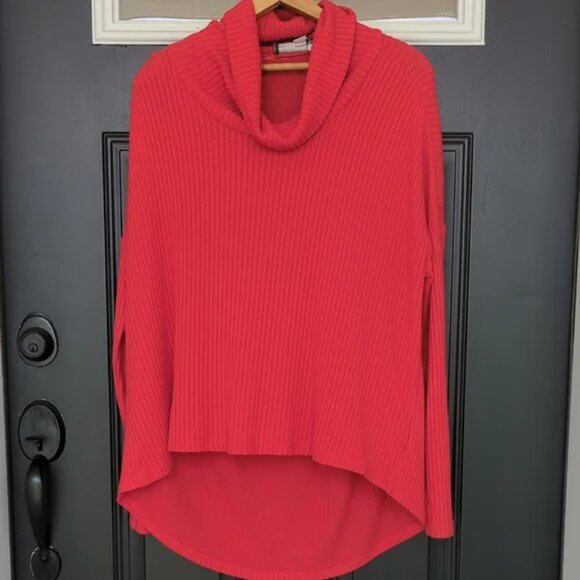 Anthropologie Saturday Sunday red ribbed cowl neck oversized sweater size XS - Picture 1 of 10